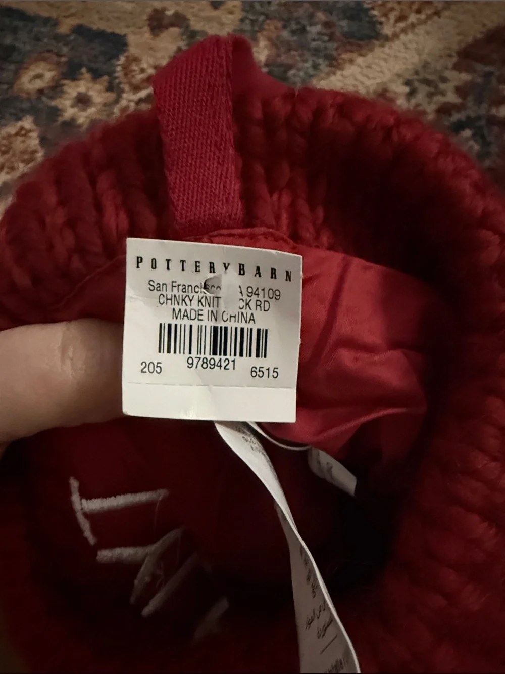 Pottery Barn Red Cable Knit Tyler Stocking